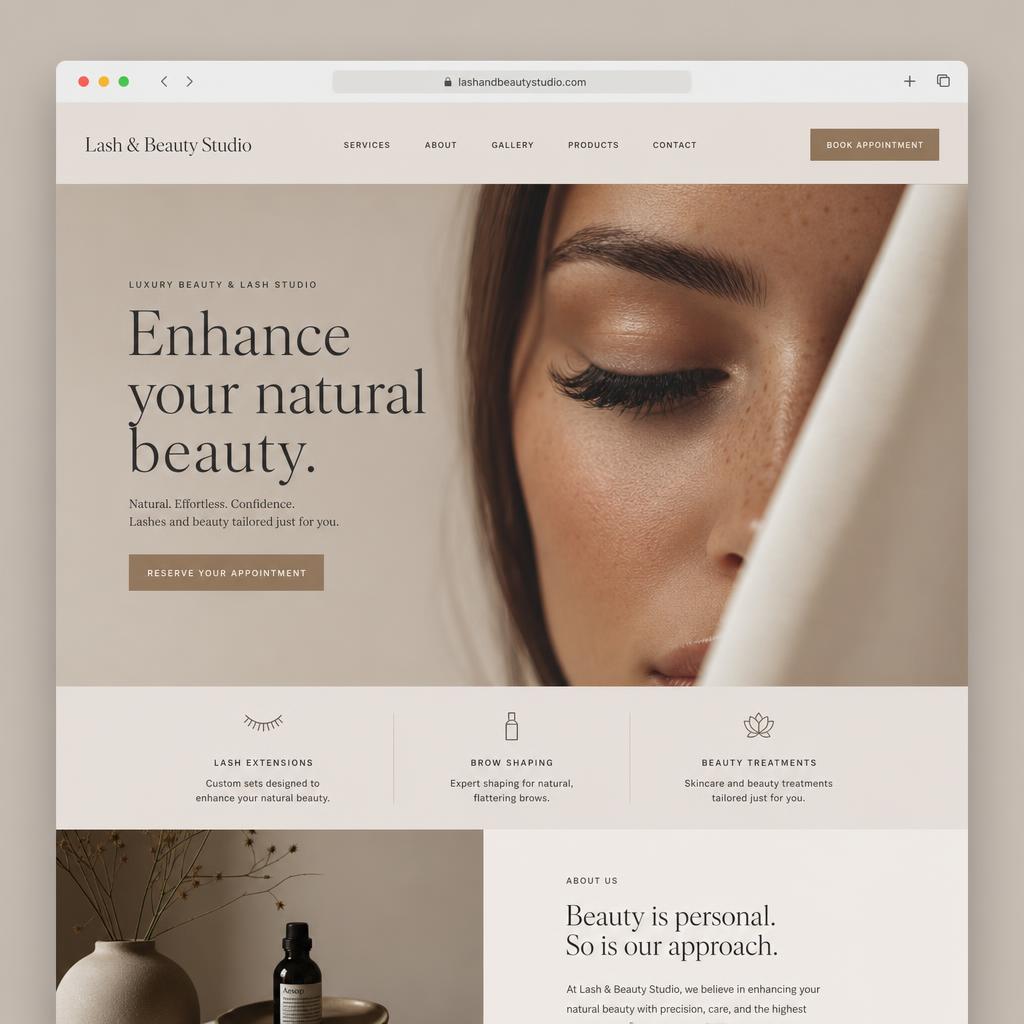 Lash & Beauty Studio website preview