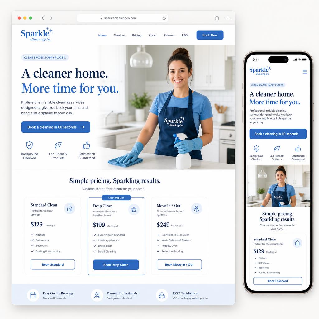Sparkle Cleaning Co. website preview